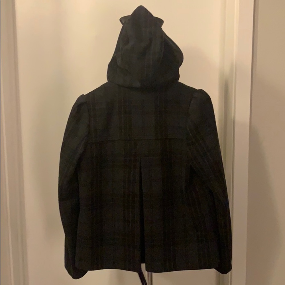 Plaid Caped Jacket With Toggle Buttons - image 2